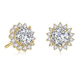 1 ct sunflower gold earrings